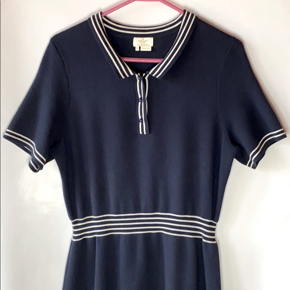 kate spade Navy Polo-Style Midi Dress with White Trim